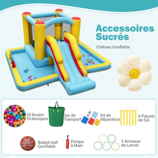 Goplus - Château gonflable 5 en 1 avec souffleur 680W - Toboggan Goplus - Château gonflable 5 en 1 avec souffleur 680W - Toboggan