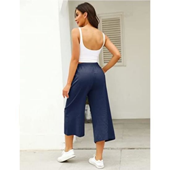 Pantalon Court Femme t Pantacourt Fluide Jambe en Pantalon de