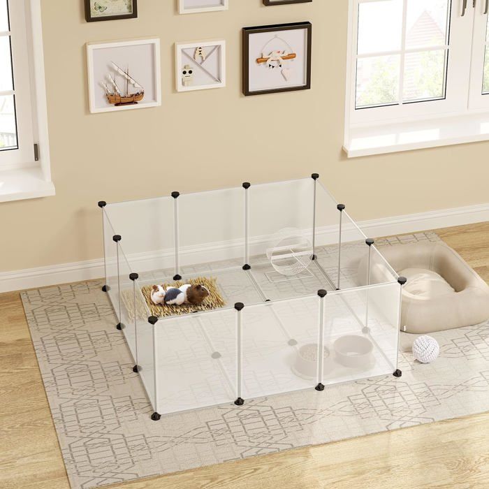 Parc Pour Chien En Plastique Acrylique Transparent, Facile à Installer Et à Retirer, Pour Chiot, Chat, Lapin, Furet (H60 Cm, Panneau A-10