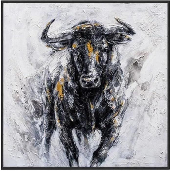 HUYEEI Noir Et Blanc Impression Sur Toile, Taureau, Peinture Tableaux