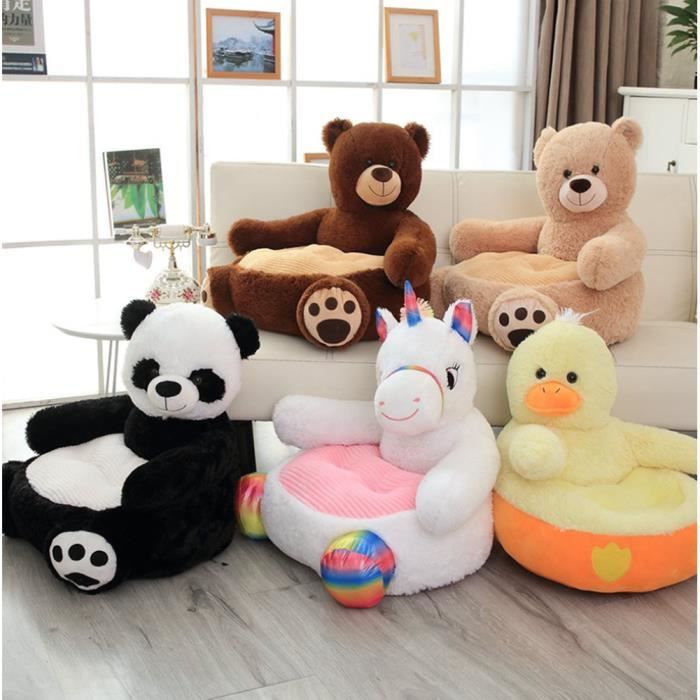 Canapé Ours En Peluche Pour Enfant - Fauteuil Douillet 50x50x42cm - Siège Cartoon Pour Chambre Bébé