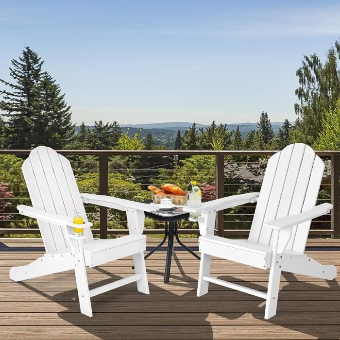 GOPLUS Chaise Adirondack avec Dossier Ergonomique,Chaise Extérieur