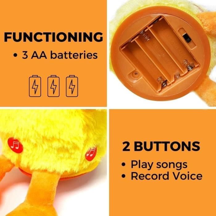 Jouet de Canard Musical - Canard Dansant - Jaune - Interactif - Pour Enfants 24 mois - 2 ans - Puériculture & Eveil bébé