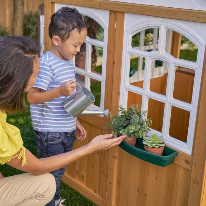 Cabane enfant - Maisonnette de jardin avec pergola en bois - Couleur Garden