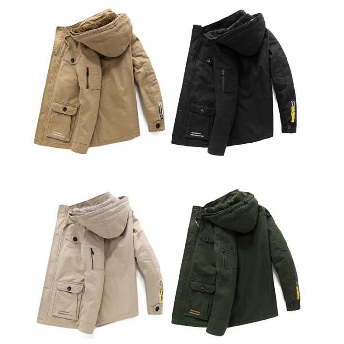 Homme Chaud Blazer Épaisse Veste à Capuche Doublée Polaire Veste Camouflage Hoodie Blazer