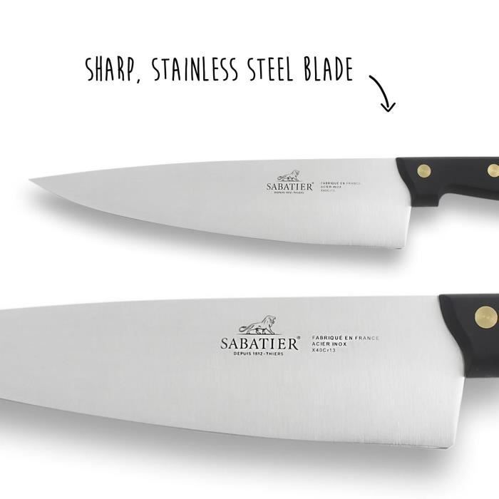 Sabatier - Malette du cuisinier 5 couteaux professionnels français lames  acier inox manches à rivets : : Cuisine et Maison