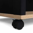 IDMARKET Ilot central FLO 110 cm bois noir et imitation hêtre à roulettes avec rangements design industriel Noir-3