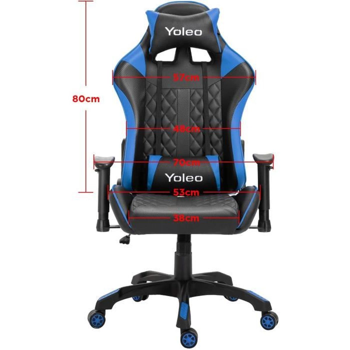 Chaise Gamer confortable Chaise de Bureau hauteur réglable avec roulettes - bleu Chaise Gamer confortable Chaise de Bureau hauteur réglable avec roulettes - bleu
