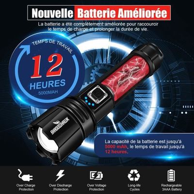 SHADOWHAWK LAMPE TORCHE LED Ultra Puissante, 10000 Lumens Lampe de Poche Recharg EUR 39,49 - FR