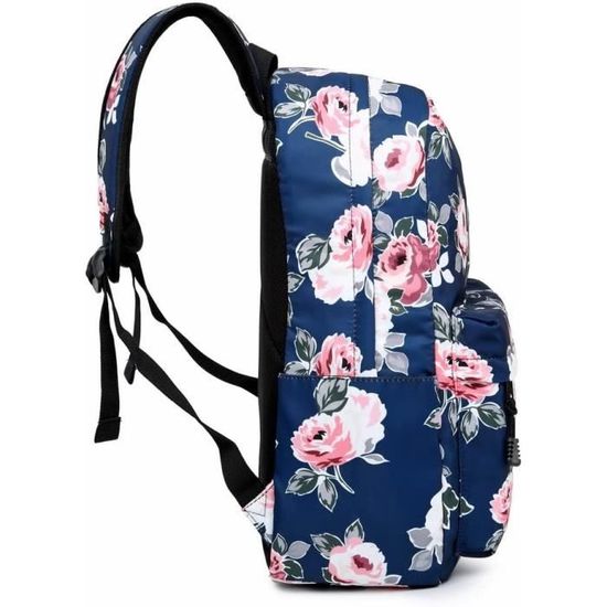 Acmebon Sac à Dos d/'école imperméable avec Impression Florale pour Les Filles Bleu