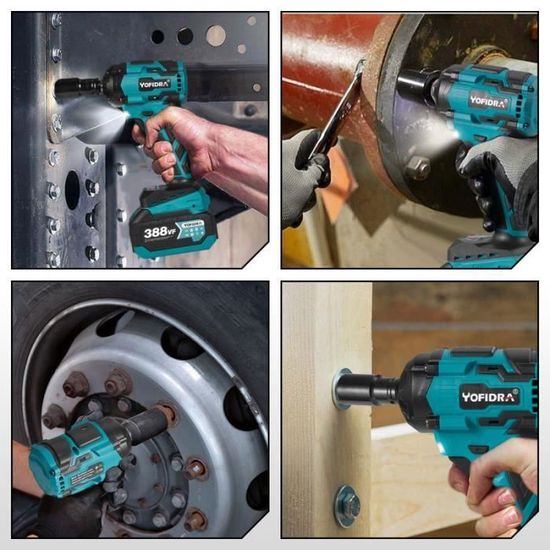 Clé à Chocs Sans Fil Yofidra 1/2 20V - 450 N.m, Moteur Sans Balais, 2 Batteries 3.0Ah | Pour Voiture Et Bricolage