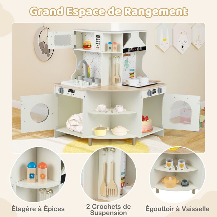 COSTWAY Cuisine pour Enfants avec Four Micro-Ondes et Robinet - 5 COSTWAY Cuisine pour Enfants avec Four Micro-Ondes et Robinet - 5