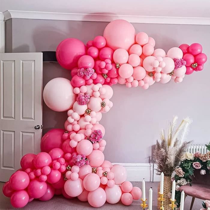 Kit de ballons roses rétro en arc, guirlande en métal doré, décorations de  fête d'anniversaire, de réception de bébé - AliExpress