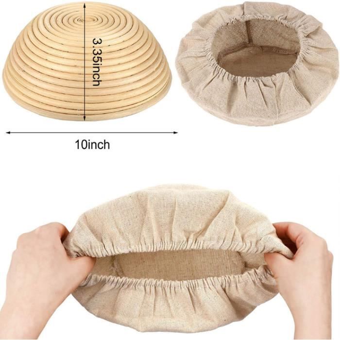 Housses En Lin Pour Banneton à Pain - Lot De 6 - 25cm - Pour Cuisson Pâte Fermentée