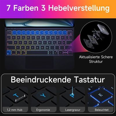 Clavier Magique Avec Trackpad Pour IPad Air 13'' / Pro 12.9'' - AZERTY Français, Rétroéclairage 7 Couleurs