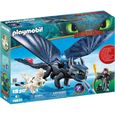 PLAYMOBIL - Dragons 3 - Krokmou et Harold avec bébé dragon - Figurine avec combinaison de vol pour Harold-0