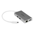STARTECH.COM Adaptateur multiport USB-C pour ordinateur portable - Power Delivery - HDMI 4K - GbE - USB 3.0 - Argenté et blanc-0