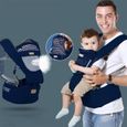 Front Premium Hipseat Porte-bébé Baby Carrier,Multifonctionnel, Ergonomique,100% Coton, Boucle Rotative à Papillon(Bleu)-0