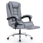 Chaise de bureau avec avec repose-pieds BIGZZIA, Fauteuil avec Large Assise rembourrée, Hauteur Réglable 10 cm, Gris
