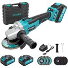 Meuleuse D'angle Brushless, STANEW Meuleuse Angulaire sans fil，Vitesse à Vide 8500 trs/min，20V 4000mAh Batterie. (Deux batteries)
