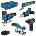 BOSCH PROFESSIONAL Pack de 5 outils sans-fil (GST + GOP + GSA + GSR + GKS) + 3 batteries 3Ah + chargeur + coffret L-BOXX - BOSCH - 0615A0017C
