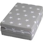 Matelas de Voyage ROBA Little Stars Pliable - 60x120 cm - Housse Amovible - Gris / Blanc