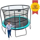 Trampoline Starflex Pro Ø 366 cm avec filet de sécurité - Vert et noir - 2 brevets sécurité mondiaux - Design hyper sportif