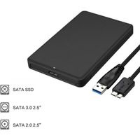 Boîtier Disque Dur USB 3.0 Boitier Externe Adaptateur Lecteur pour 2.5'' SATA HDD SSD 7/9.5 mm Caddy Haute Vitesse à 5Gbps UASP