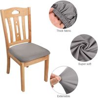 2x housses de chaise de cuisine extensible pour salle à manger en spandex Housses de siège de Chaise amovibles et lavables - gris