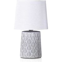 BRUBAKER - Lampe de table/de chevet - Design scandinave/moderne - Hauteur 33 cm - Pied en Céramique/Gris - Abat-jour en Lin/Blanc