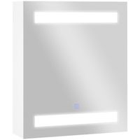 Miroir lumineux LED armoire murale design de salle de bain 2 en 1 dim. 50L x 15l x 60H cm MDF blanc
