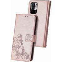 Housse Telephone Xiaomi Redmi Note 10 5G|Poco M3 Pro 5G-4G Coque PU-TPU Retourner Cuir Magnétique Anti Chute Or Rose G