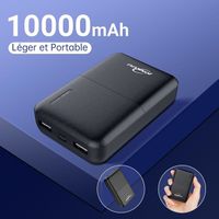 YOBON Batterie Externe 10000mAh Mini Power Bank Chargeur Portable pour Téléphone Portable avec 2 Portes Sortie 2,4A - Noir