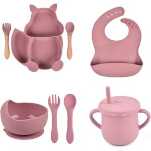 HappyDoo - Assiette Ventouse pour Bébé + Bol Ventouse pour Bébé + Tasse  d´Aprentissage + Bavoir Silicone + 2 Cuillère Bebe Apprentissage - Coffret