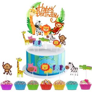 Acheter Décoration de gâteau animaux des bois, décor de gâteau joyeux  anniversaire, forêt, Jungle, Safari, réception-cadeau pour bébé, fête d' anniversaire, outils de décoration de gâteaux