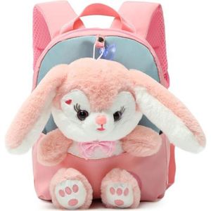 SAC À DOS Mignon Cartable Fille Maternelle - Sac à Dos Enfant Animal imperméable Cartables Scolaires avec Lapin en Peluche pour Fille Enfant