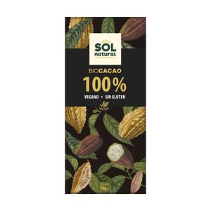 CHOCOLAT PÂTISSIER SOL NATURAL - Chocolat végétalien pur cacao 100% Bio 70 g