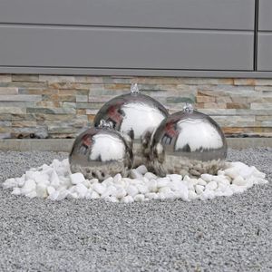 Tidyard Fontaine Sph/ère avec LED en Acier Inoxydable pour Jardin//Cour Blanc 40 cm