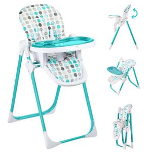 CHAISE HAUTE  Chaise haute réglable pour Bébé Enfant - BABY VIVO - Tippy Turquoise - 6 mois à 3 ans