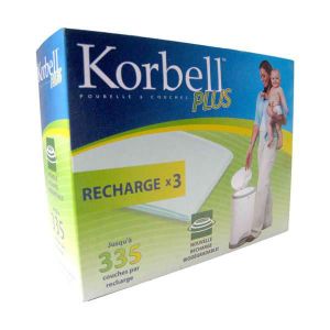 Pot Bébé Korbell pas cher : Pack de 3 recharges Korbell pour poubelle à  couches Classic 16L