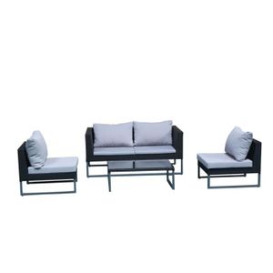 Salon De Jardin Clever 4 Pieces En Aluminium Gris Anthracite Et