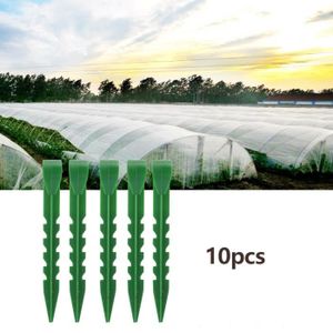 CLÔTURE - GRILLAGE Piquets de fixation de ferme pour serre anti-insectes - SHIPENOPHY - 10 pièces - Plastique - Blanc et vert