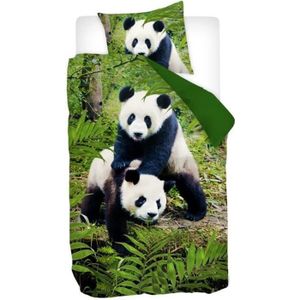 Taie doreiller et Housse de couette 100x140 cm Panda et ses amis au goûter PatiChou 100% Coton Linge de lit pour bébé 