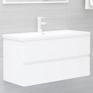 Ensemble meuble salle de bain 90 cm Blanc + vasque OLTEN - salle