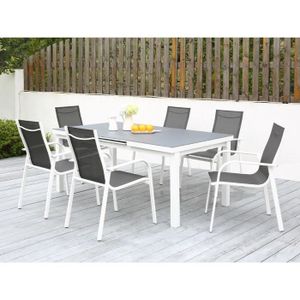 Ensemble table et chaise de jardin Salle à manger de jardin en aluminium grise et bla