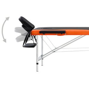 TABLE DE MASSAGE - TABLE DE SOIN NEUF Table de massage pliable 2 zones Aluminium Noir et orange En Stock YESMAEFR