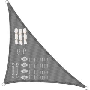 VOILE D'OMBRAGE Voile d'ombrage triangulaire WOLTU en HDPE, perméable à l'air et anti-UV, 3.6x3.6x5.1m, gris