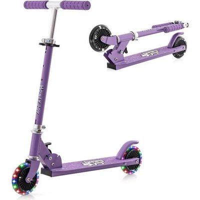 COSTWAY Trottinette Enfant Pliable 2 Roues Clignotantes 3 Hauteurs Réglables Freestyle Béquille Frein à Pied Sangle 100KG COSTWAY Trottinette Enfant Pliable 2 Roues Clignotantes 3 Hauteurs Réglables Freestyle Béquille Frein à Pied Sangle 100KG