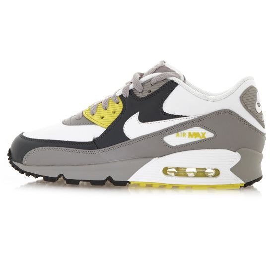 NIKE Baskets Cuir Air Max 90 Homme Blanc, taupe, gris et jaune ... NIKE Baskets Cuir Air Max 90 Homme Blanc, taupe, gris et jaune ...