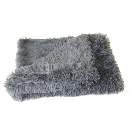Doux chien couverture chat lit tapis longue peluche chaude Double couche moelleux profond sommeil co Dark Grey 56x36CM